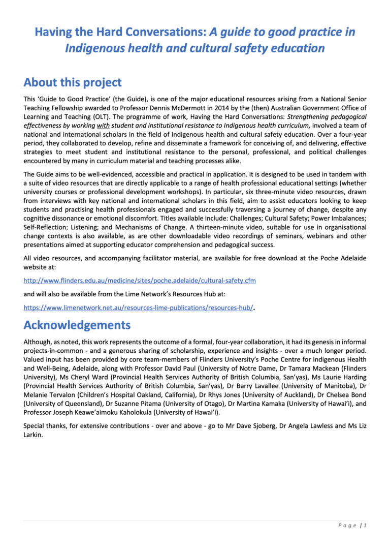 Having the Hard Conversations: A guide to good practice in Indigenous ...
